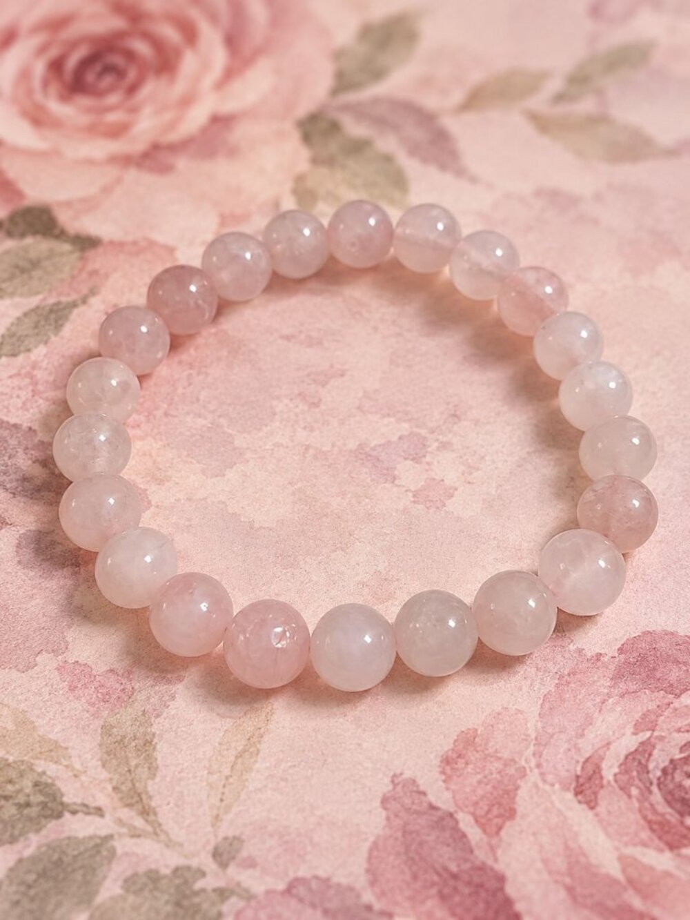 Rose Quartz Beaded Stretch Bracelet Energy Healing Stone Pink Crystal Jewelry